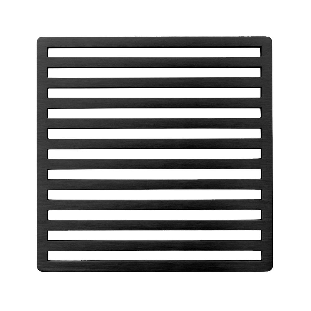 Infinity Drain 5'' x 5'' Lines Pattern Decorative Plate for N 5, ND 5, NDB 5 in Matte Black
