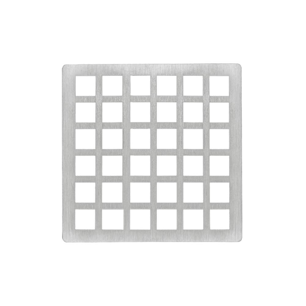 Infinity Drain 4'' x 4'' Squares Pattern Decorative Plate for Q 4, QD 4, QDB 4 in Satin Stainless