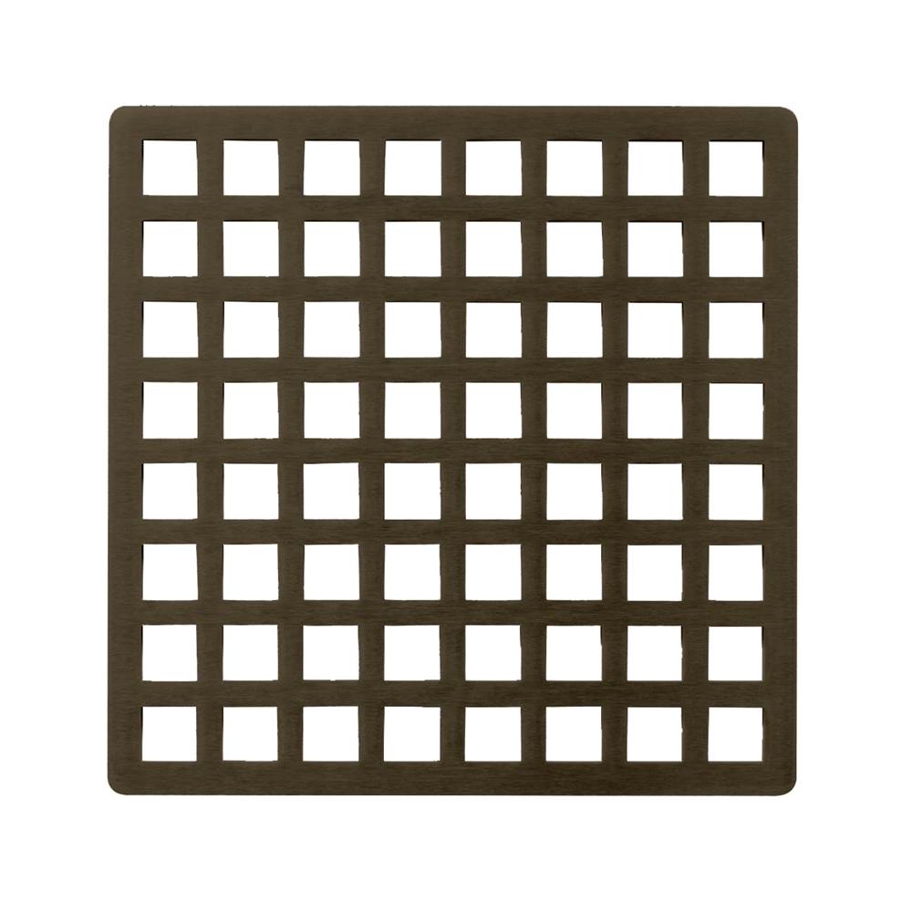 Infinity Drain 5'' x 5'' Squares Pattern Decorative Plate for Q 5, QD 5, QDB 5 in Oil Rubbed Bronze