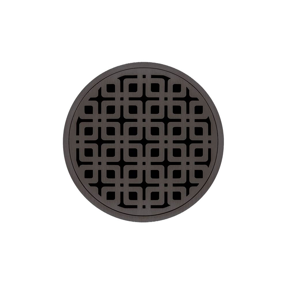 Infinity Drain 5'' Round RKD 5 High Flow Complete Kit with Link Pattern Decorative Plate in Oil Rubbed Bronze with PVC Drain Body, 3'' Outlet