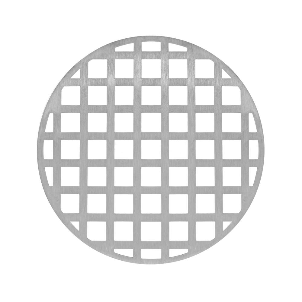 Infinity Drain 5'' Round Squares Pattern Decorative Plate for RQ 5, RQD 5, RQDB 5 in Satin Stainless