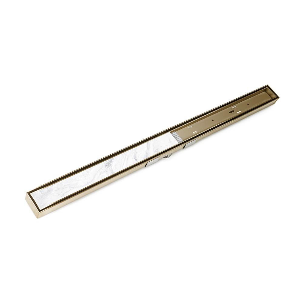 Infinity Drain 48'' S-Stainless Steel Series Complete Kit with Low Profile Tile Insert Frame in Satin Bronze