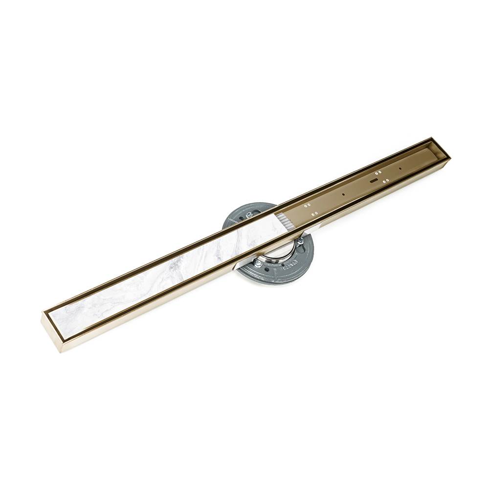 Infinity Drain 60'' S-Stainless Steel Series High Flow Complete Kit with Tile Insert Frame in Satin Bronze with ABS Drain Body, 3'' Outlet