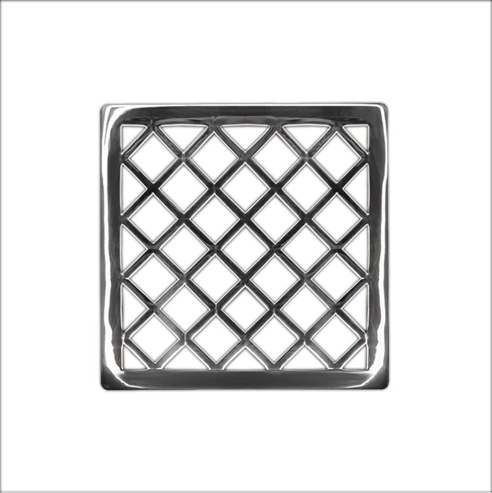 Infinity Drain 4'' x 4'' Criss-Cross Pattern Decorative Plate for X 4, XD 4, XDB 4 in Polished Stainless