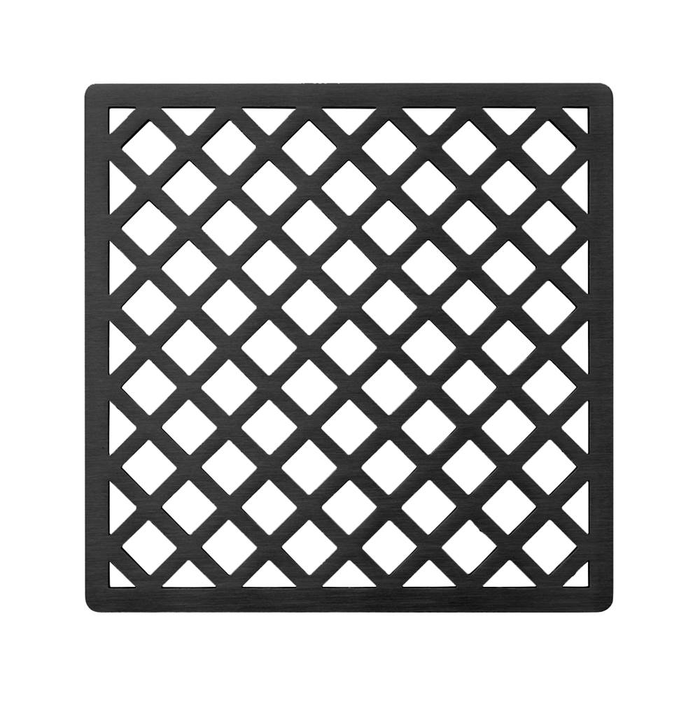 Infinity Drain 5'' x 5'' Criss-Cross Pattern Decorative Plate for X 5, XD 5, XDB 5 in Matte Black