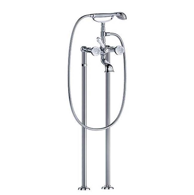 Joerger Palazzo Crystal Exposed Tub Filler For Floor Pillar Legs, Polished Chrome