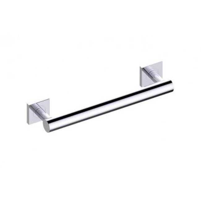 Kartners 9400 Series 12-inch Round Grab Bar with Square Rosettes 35mm-Brushed Chrome