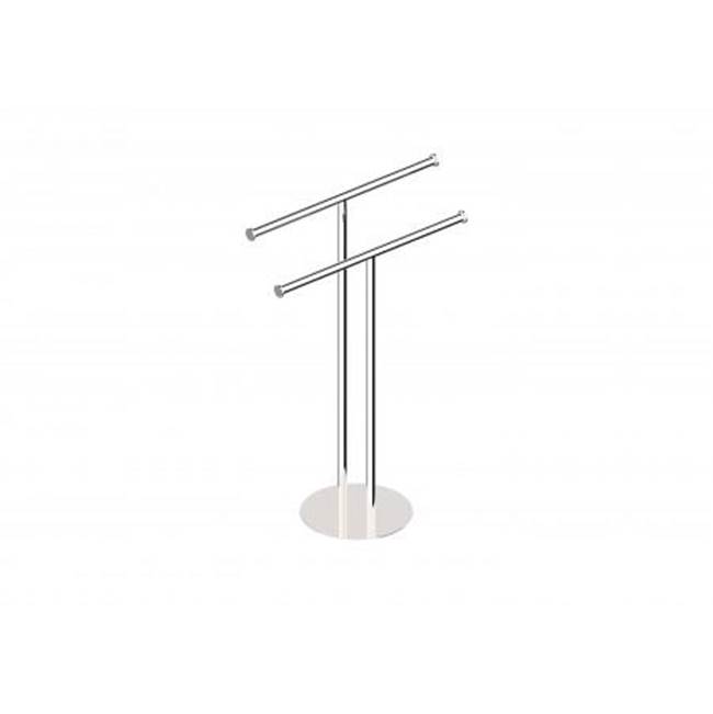 Kartners Free Standing - Double Rail Round Center Post-Polished Chrome
