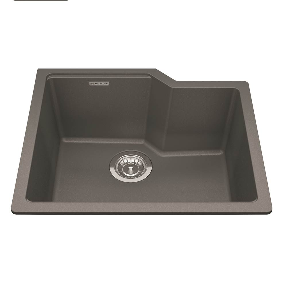 Kindred Granite Series 22.06-in LR x 19.69-in FB Undermount Single Bowl Granite Kitchen Sink in Stone Grey