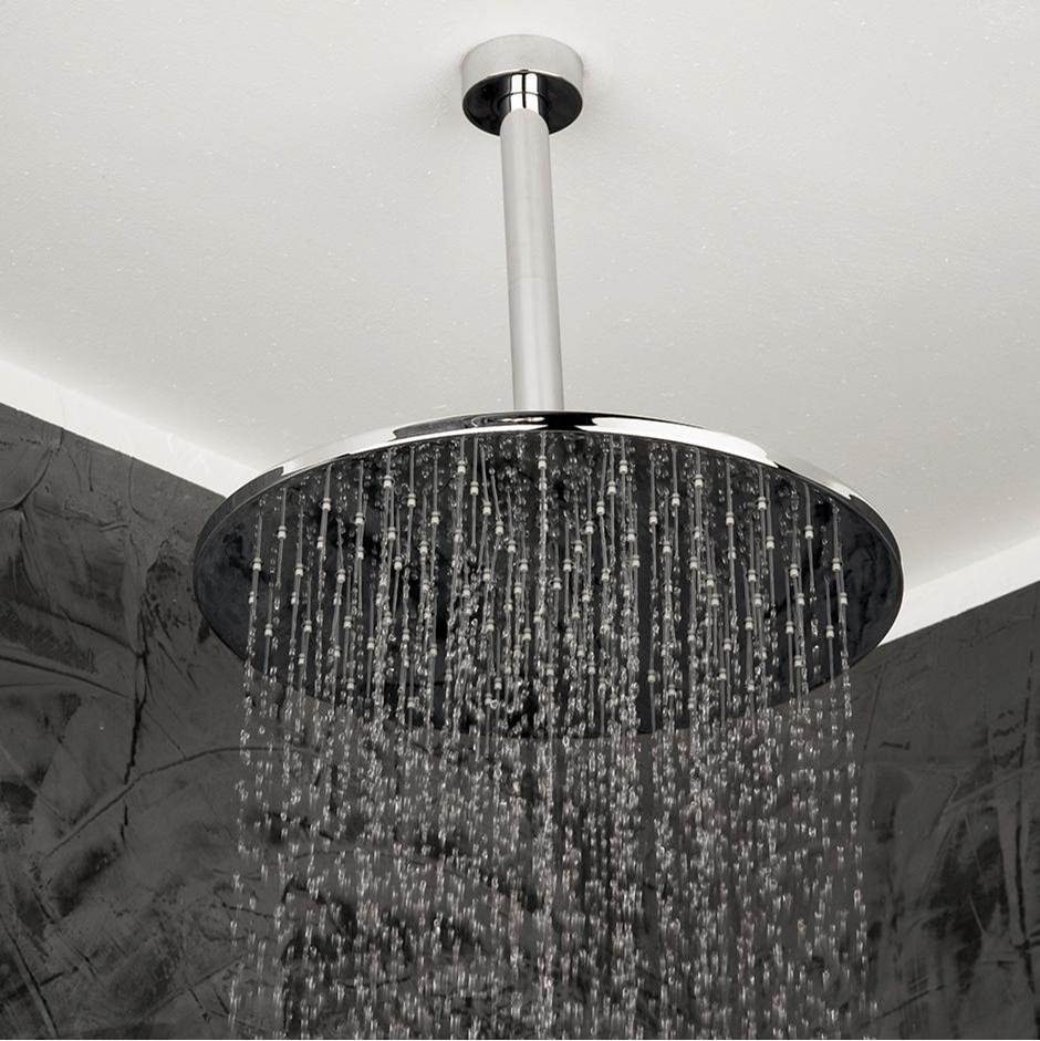 Lacava Ceiling-mount tilting round rain shower head, 126 rubber nozzles. Arm and flange sold separately.