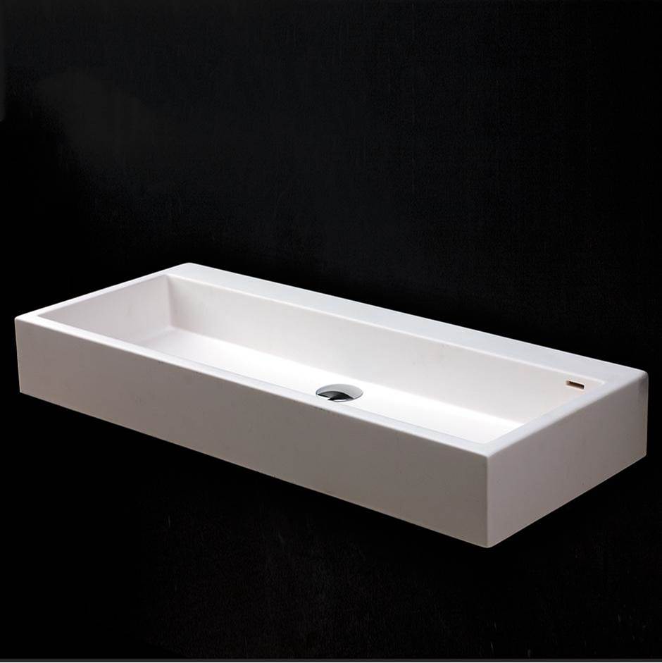 Lacava Vessel solid surface washbasin with overflow, finished back.