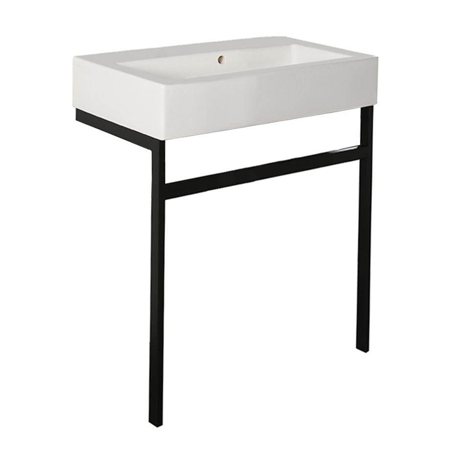 Lacava Floor-standing metal console stand with a towel bar (Bathroom Sink 5468 sold separately), made of stainless steel or brass.