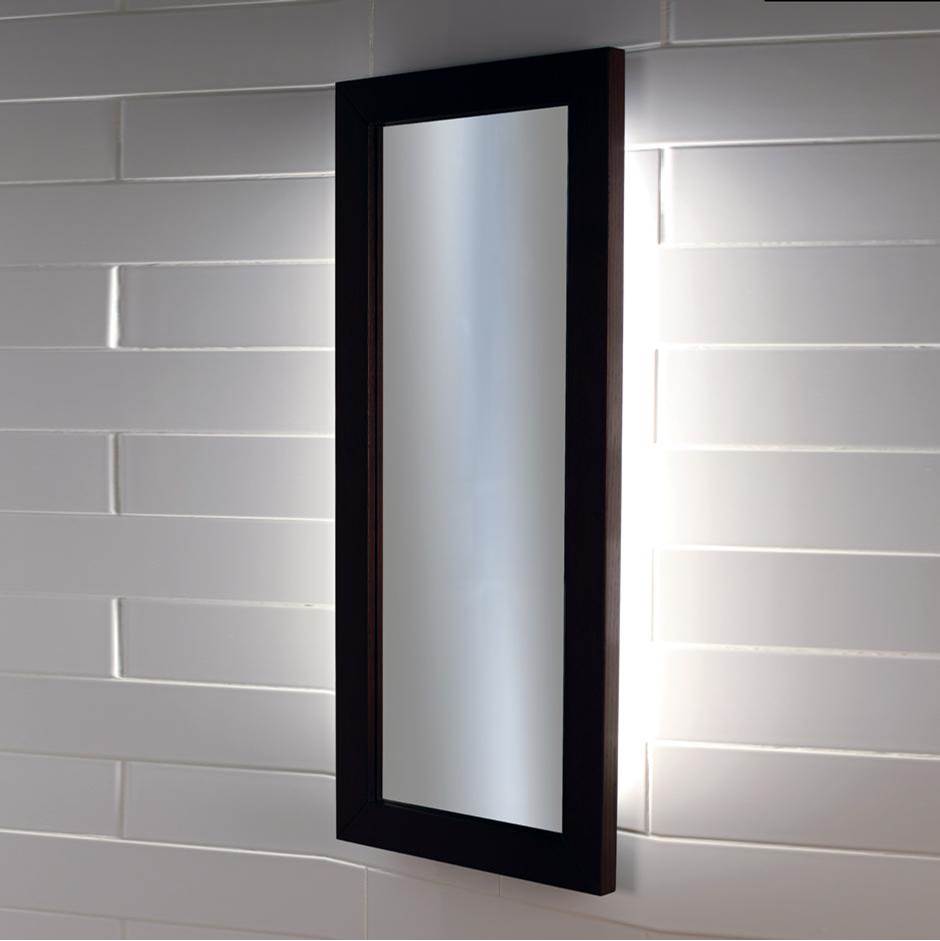 Lacava Wall-mount mirror in metal or wooden frame with LED lights. W: 15'', H: 34'', D: 1''.