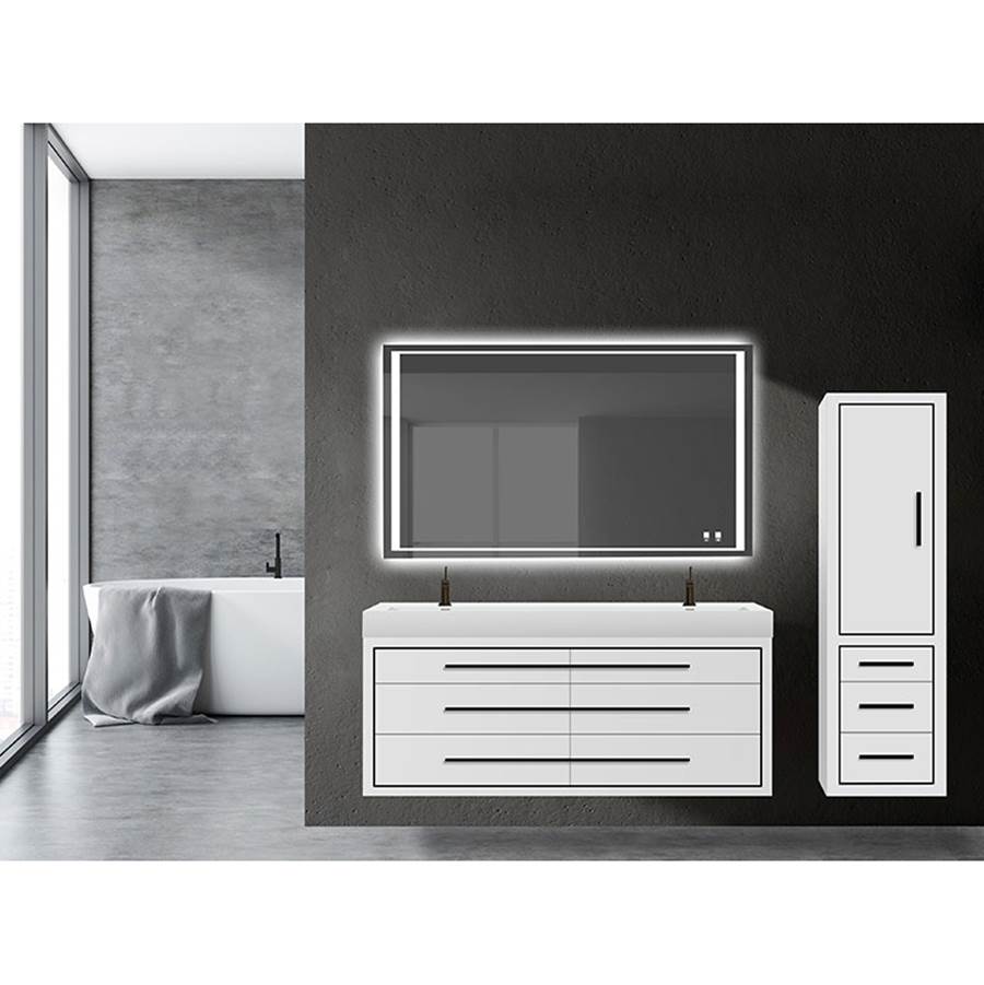 Madeli 20''W Villa Linen Cabinet, White. Wall Hung, Right Hinged Door. Brushed, Nickel Handles (X4)/Inlay, 20'' X 18'' X 71''