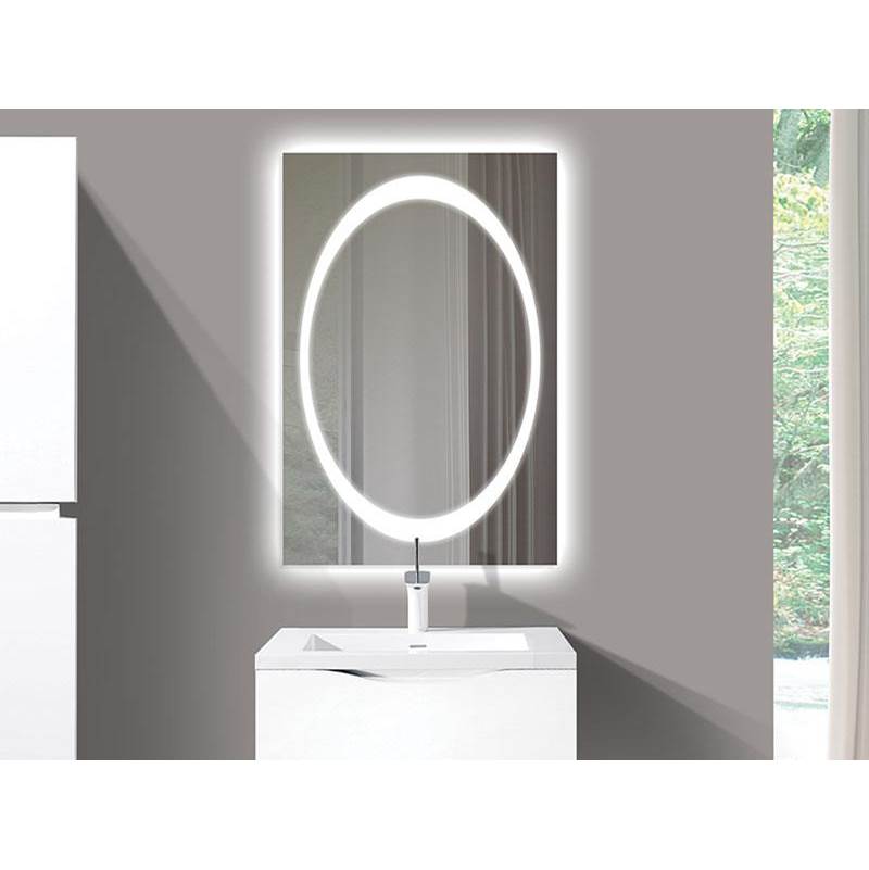 Madeli Muse Illuminated Oval Slique Mirror, 24''X 36''. Lumentouch On/Off Dimmer, Switch. Defogger. , Vertical Installation