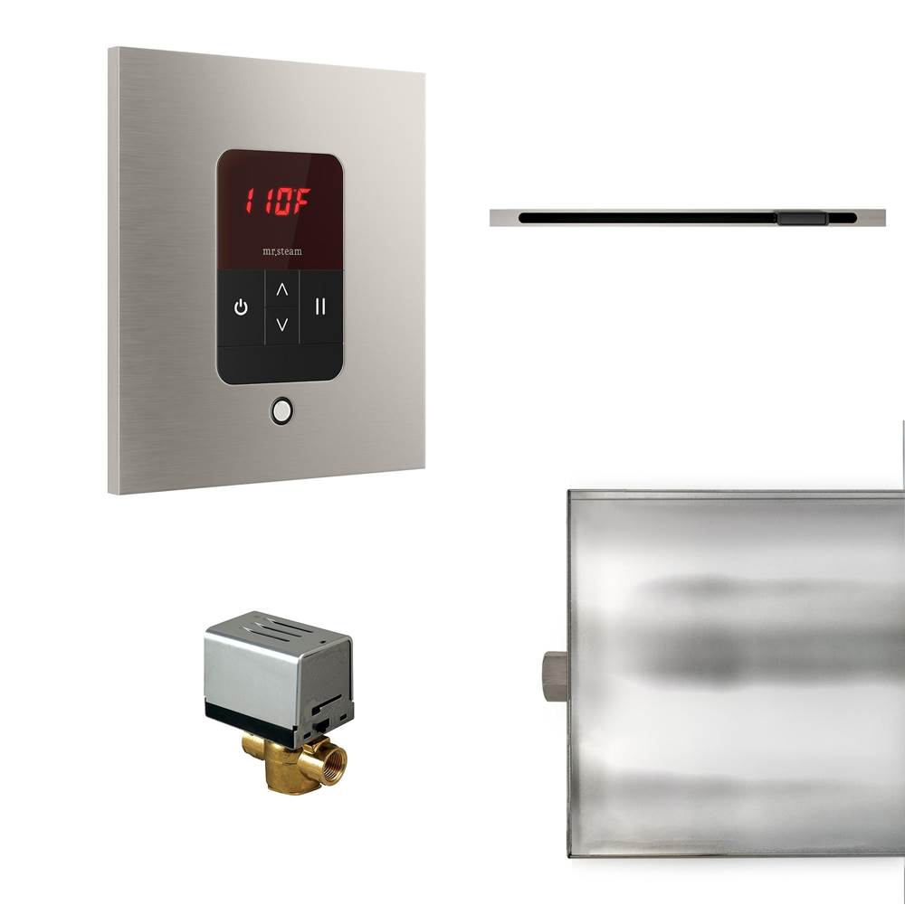 Mr. Steam Basic Butler Linear Steam Shower Control Package with iTempo Control and Linear SteamHead in Square Brushed Nickel