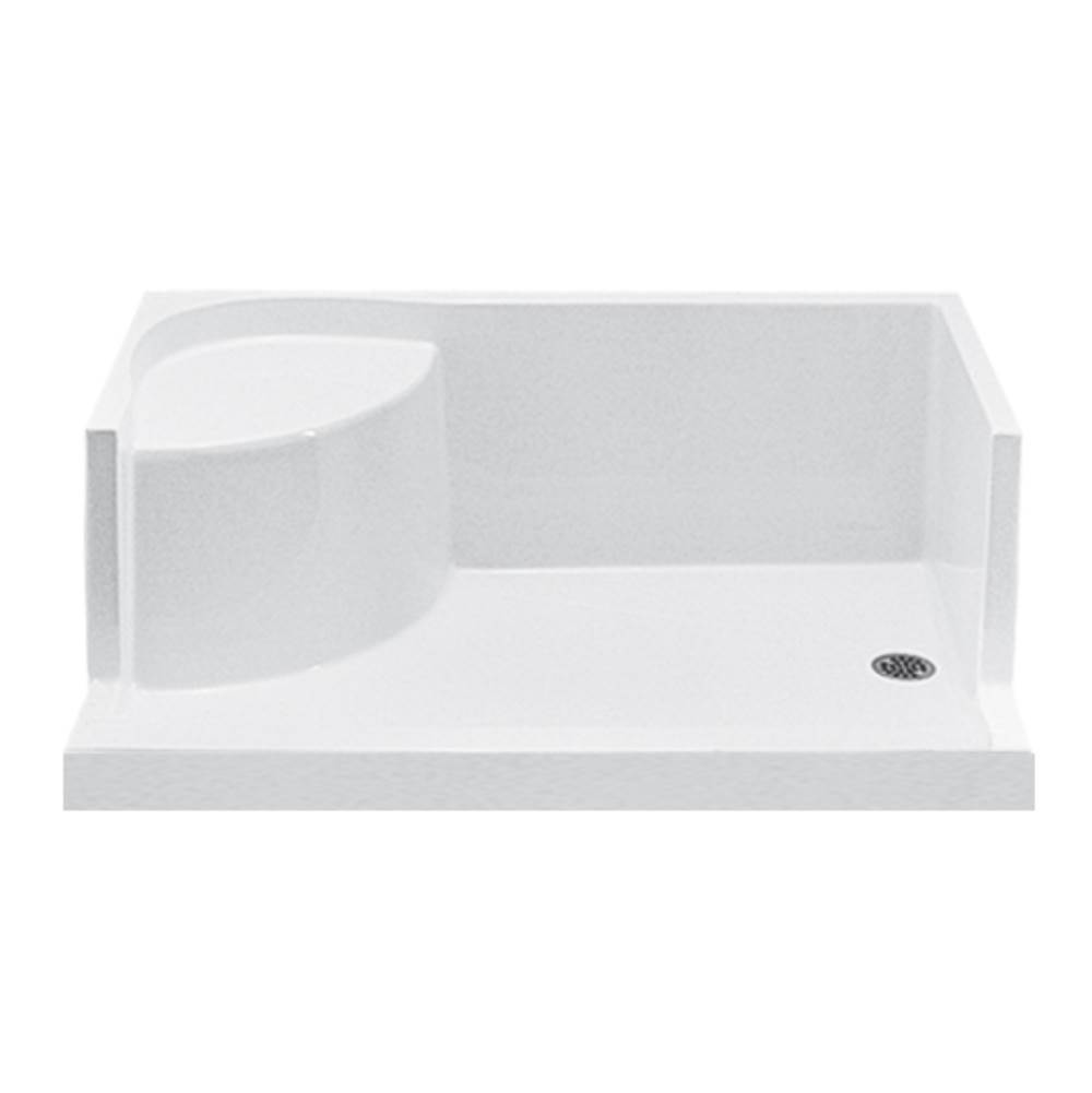 MTI Baths 6036 Acrylic Cxl Lh Drain Integral Seat/Tile Flange - White