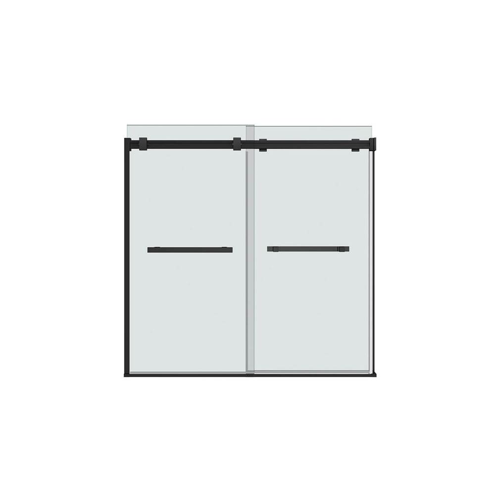 Maax Duel 56-59 x 55 1/2-59 in. 8 mm Sliding Tub Door for Alcove Installation with Clear glass in Matte Black