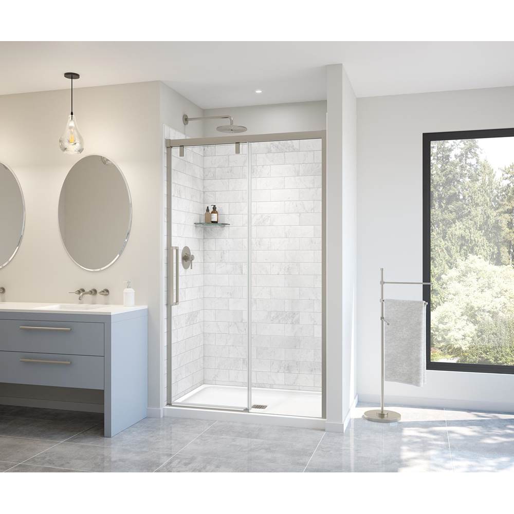 Maax Uptown 44-47 x 76 in. 8 mm Sliding Shower Door for Alcove Installation with Clear glass in Brushed Nickel