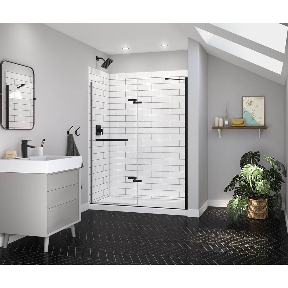 Maax Reveal Sleek 71 56-59 x 71 1/2 in. 8mm Pivot Shower Door for Alcove Installation with Clear glass in Matte Black