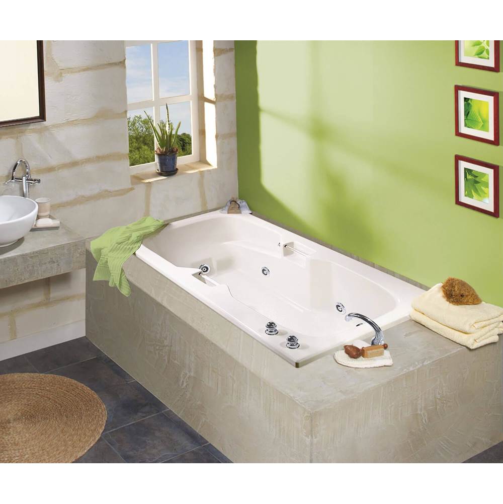 Maax Lopez 7236 Acrylic Alcove End Drain Whirlpool Bathtub in White