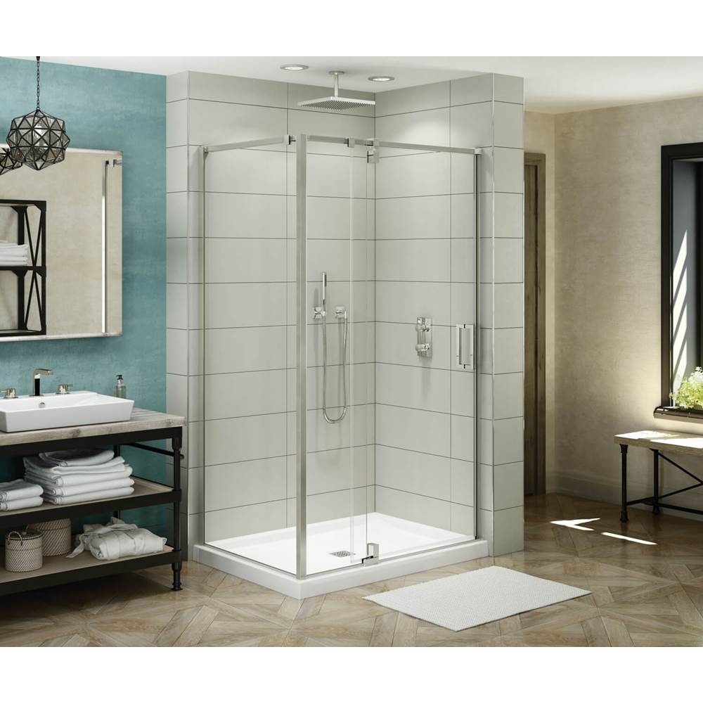 Maax ModulR 48 x 34 x 78 in. 8mm Pivot Shower Door for Corner Installation with Clear glass in Brushed Nickel
