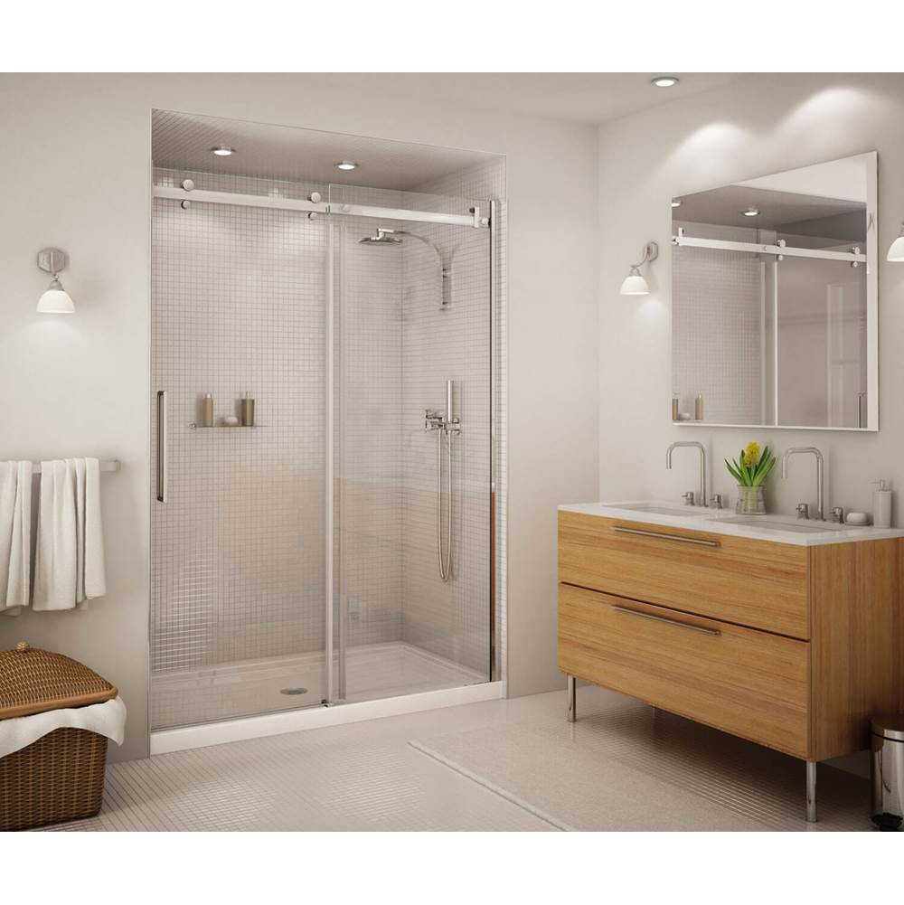 Maax Halo 56 1/2-59 x 78 3/4 in. 8mm Sliding Shower Door for Alcove Installation with Clear glass in Matte Black