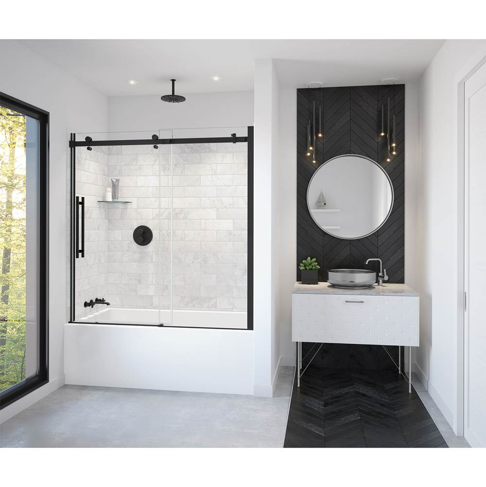 Maax Vela 56 1/2-59 x 59 in. 8 mm Sliding Tub Door for Alcove Installation with Clear glass in Matte Black