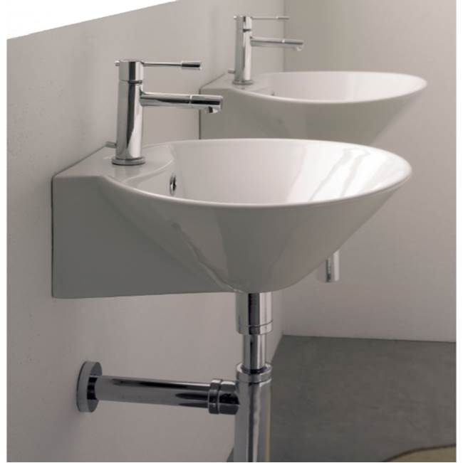 Nameeks Round White Ceramic Wall Mounted or Vessel Sink