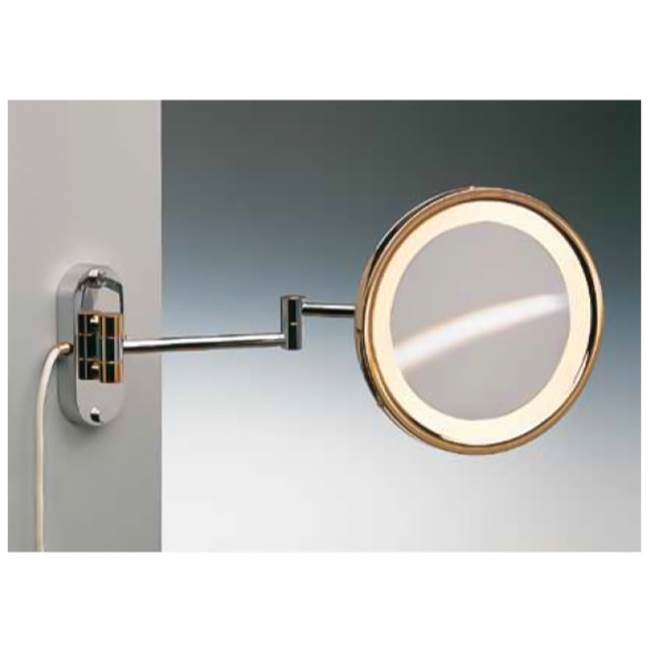 Nameeks Wall Mounted Brass LED Direct Wire Warm Light Mirror With 3x Magnification