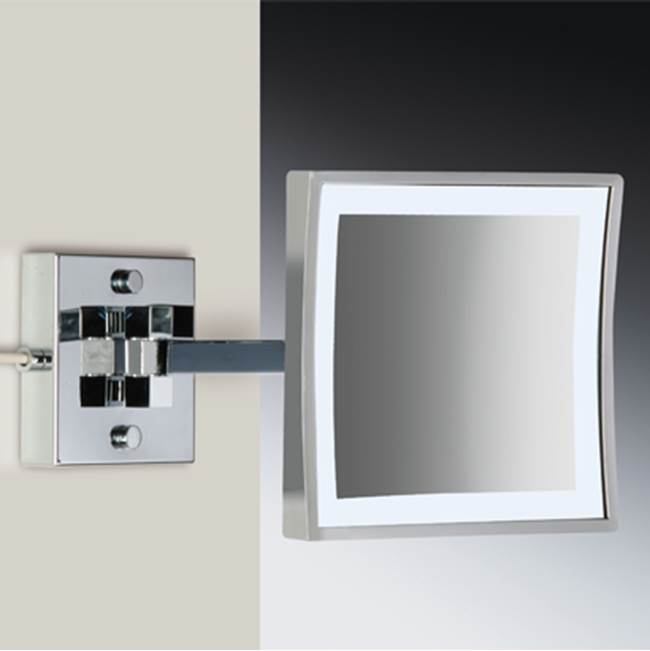 Nameeks Square Wall Mounted Brass LED 3x Magnifying Mirror