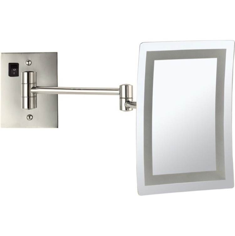 Nameeks Satin Nickel Wall Mounted Square LED 3x Makeup Mirror