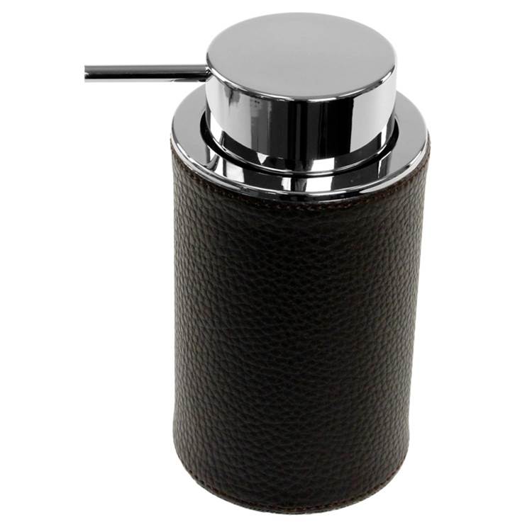 Nameeks Round Soap Dispenser Made From Faux Leather In Wenge Finish
