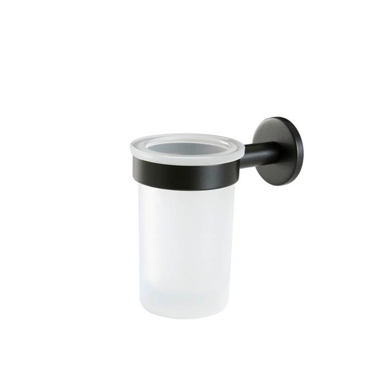 Nameeks Wall Mounted Frosted Glass Toothbrush Holder with Black Brass