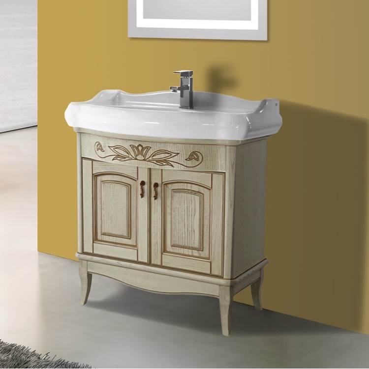 Nameeks 31 Inch Vanilla Vanity Cabinet With Fitted Sink