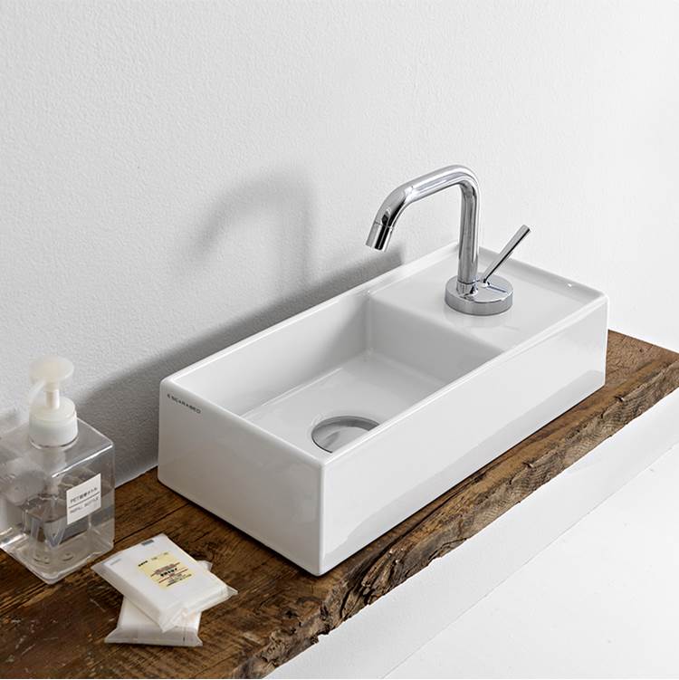 Nameeks Rectangular Small White Ceramic Vessel Sink