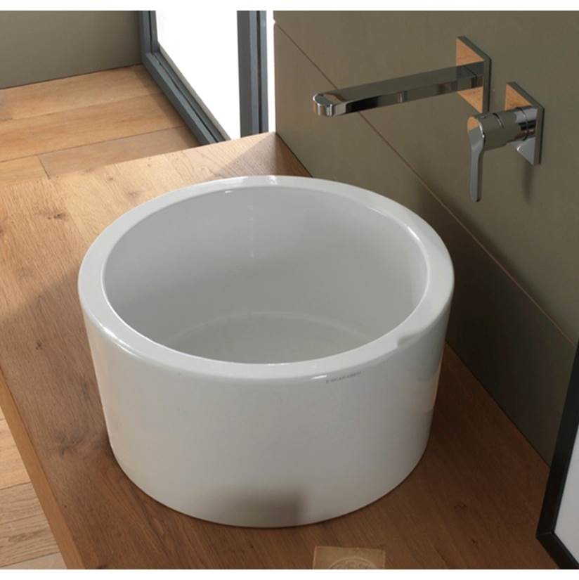 Nameeks Round White Ceramic Vessel Sink