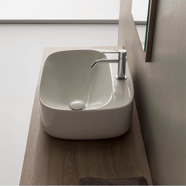 Nameeks Oval White Ceramic Vessel Bathroom Sink