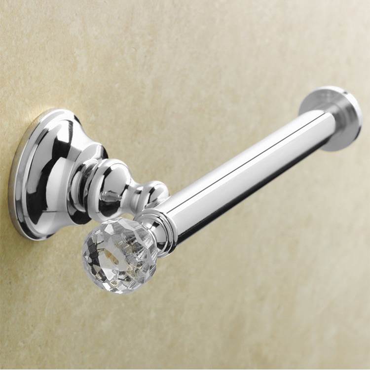 Nameeks Chrome Brass Toilet Roll Holder with Crystal
