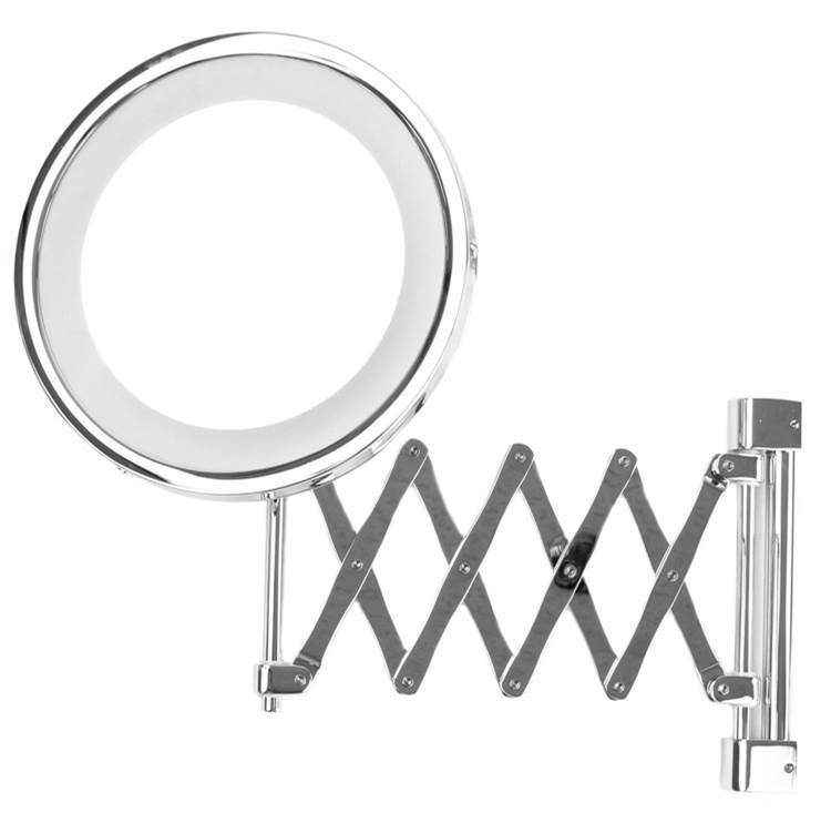 Nameeks Wall Mounted Extendable Lighted 5x Brass Magnifying Mirror