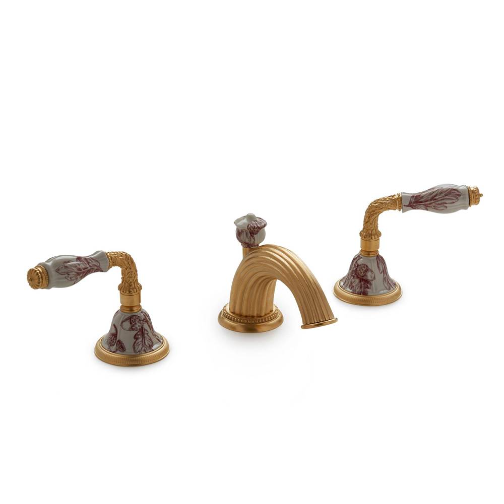 Sherle Wagner Scalloped Ceramic Laurel Lever Faucet Set