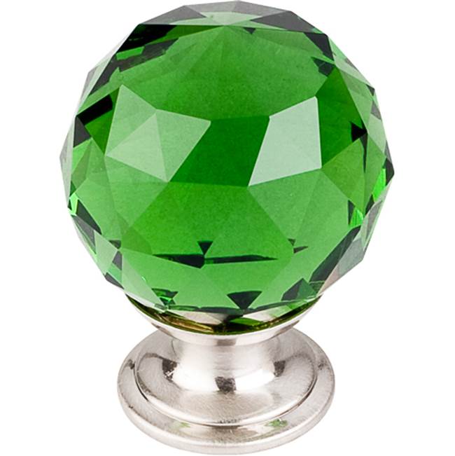 Top Knobs Green Crystal Knob 1 3/8 Inch Brushed Satin Nickel Base