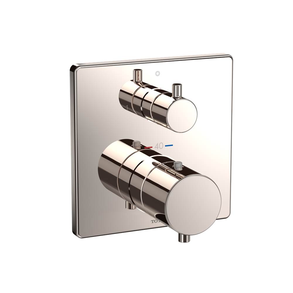TOTO Toto® Square Thermostatic Mixing Valve With Two-Way Diverter Shower Trim, Polished Nickel