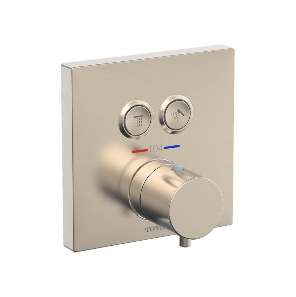 TOTO Toto® Square Thermostatic Mixing Valve With 2-Function Shower Trim, Brushed Nickel