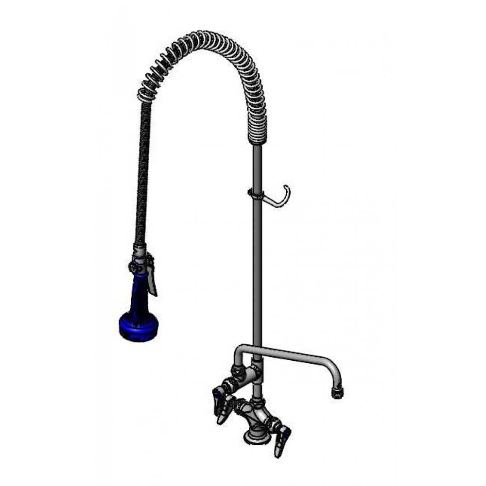 T&S Brass EasyInstall Pre-Rinse, Single Hole Base, 12'' Add-On Faucet, 18'' Flex Lines, B-0108-C Low Flow Spray Valve