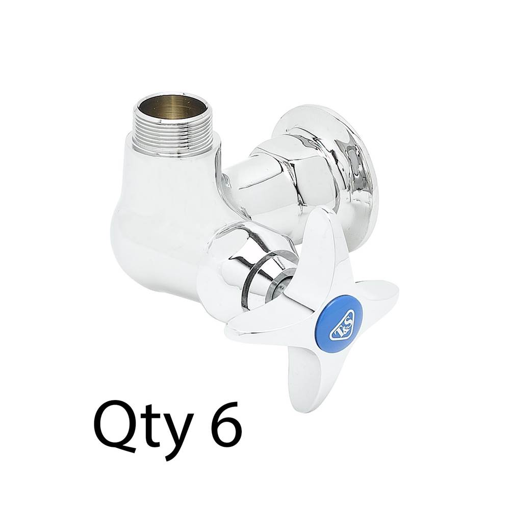T&S Brass Single Pantry Swivel Base Faucet, Single Hole Base, Wall Mount, Less Nozzle (Qty. 6)