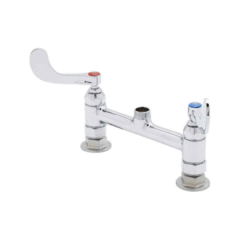 T&S Brass Double Pantry Faucet, 8'' Deck Mount, Swivel Outlet, Eternas, 4'' Wrist Handles, Less Nozzle