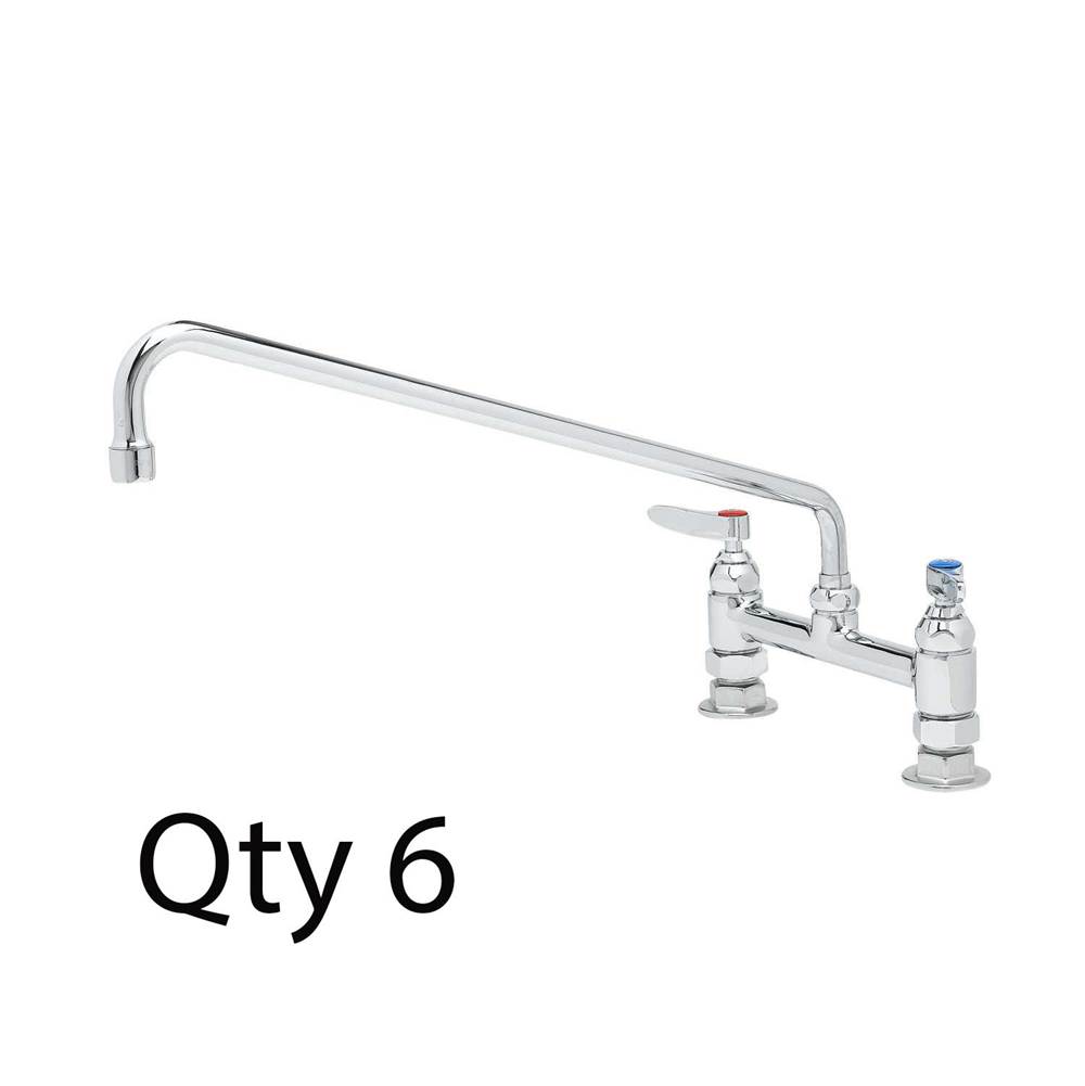 T&S Brass Double Pantry Faucet, Deck Mount, 8'' Centers, 18'' Swing Nozzle (065X) (Qty. 6)