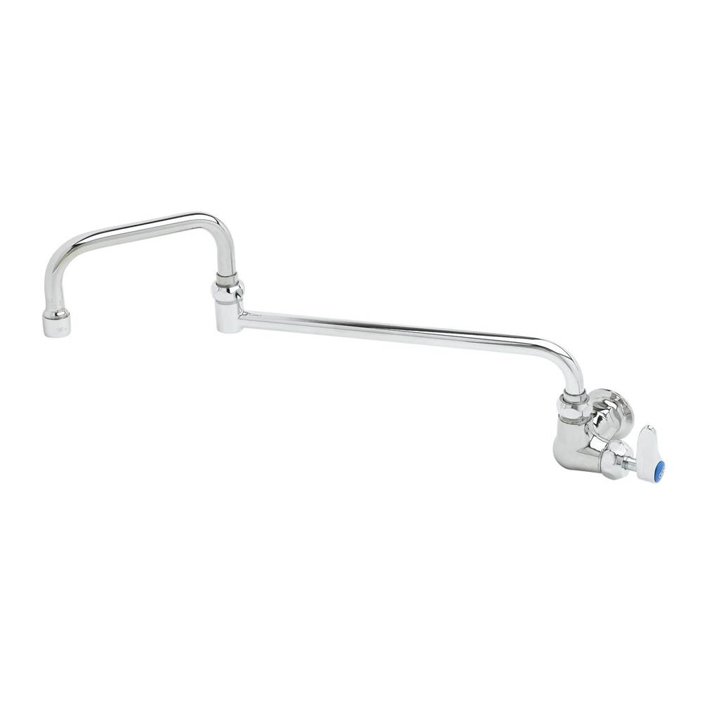 T&S Brass Single Temp Wall Mount Faucet, Cerama Cartridge & 18'' Double-Joint Swing Nozzle
