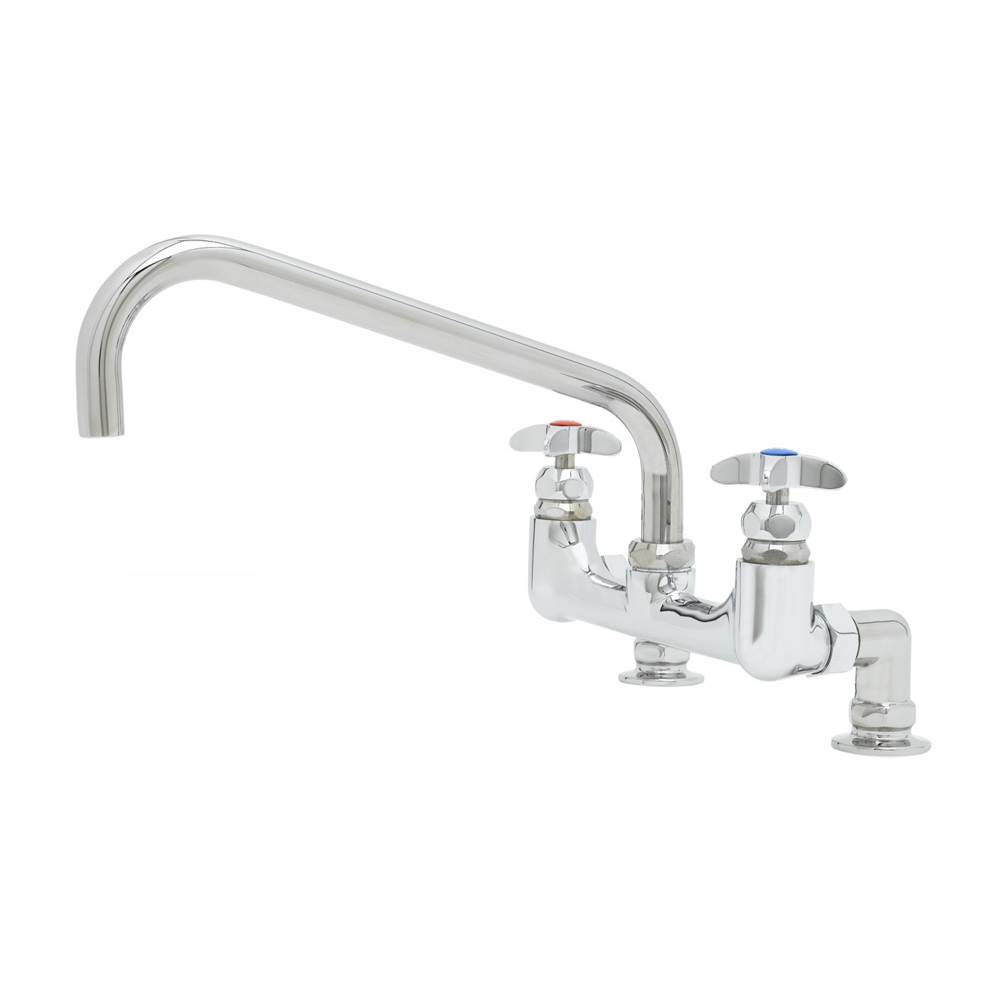 T&S Brass Big-Flo Mixing Faucet, 8'' Deck Mount, 12'' Swing Nozzle, 00YY Inlets w/ Supply Nipples